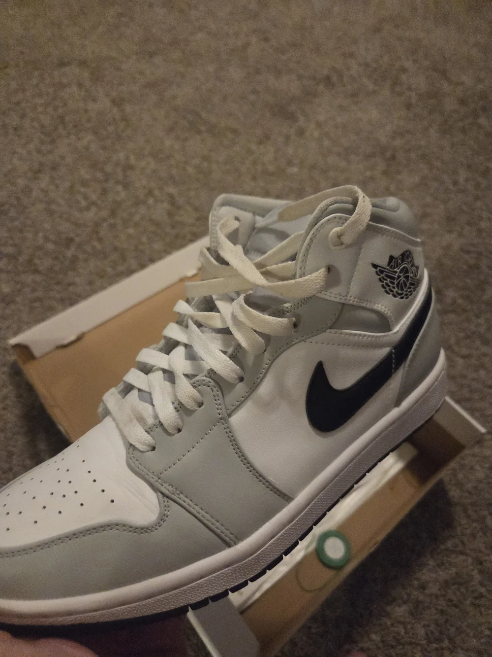Jordan Men’s High-Top Basketball Sneakers in White & Light Gray
